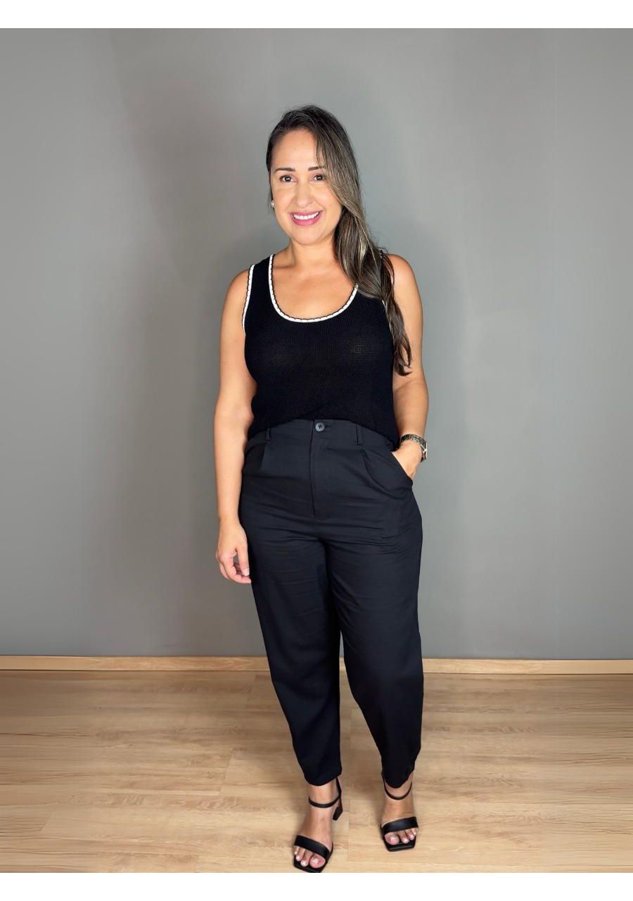 Blusa Regata Fio Com Viés REF:LB0303 - 105406 - PR... - MIX MODA