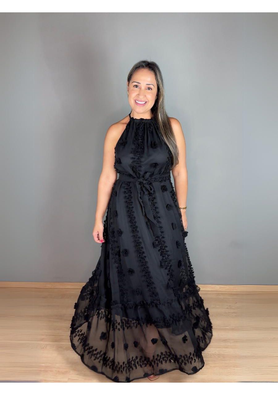 Vestido Longo Tule Com Aplicação REF:XW70257 - 105... - MIX MODA