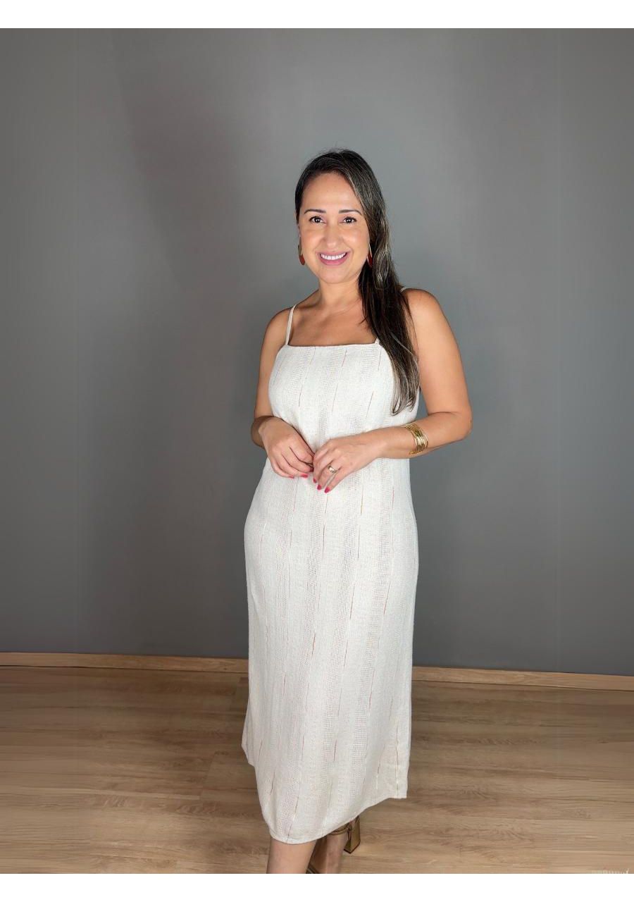 Vestido Midi Fio Colorido Linho REF:411133 - 10571... - MIX MODA