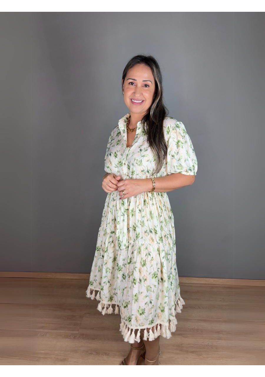 Vestido Midi Floral REF:MK2602 - 105810 - VERDE - MIX MODA