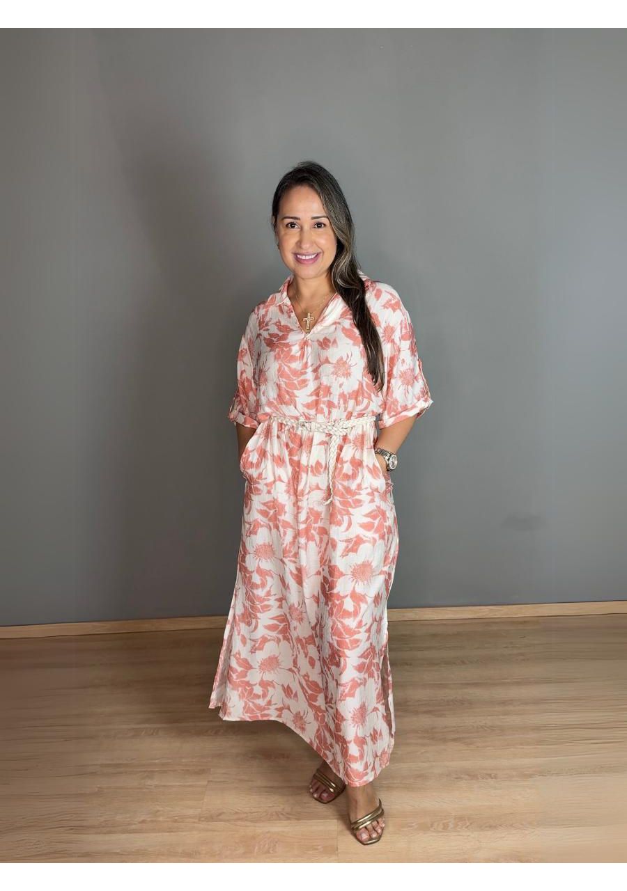 Vestido Max Com Fenda REF:MK2603 - 105813 - SALMAO - MIX MODA