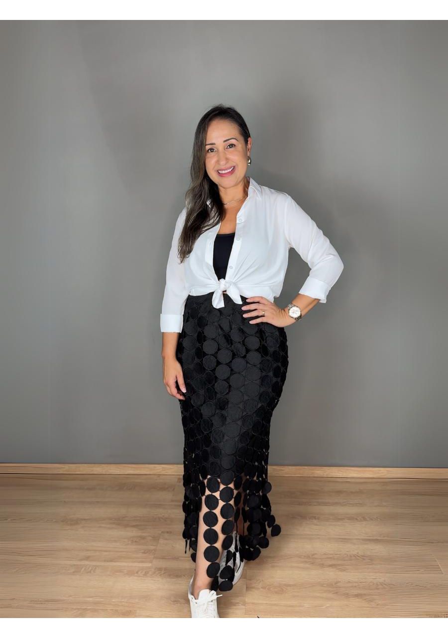 Saia Longa Com Círculos REF:A1555 - 105855 - PRETA - MIX MODA