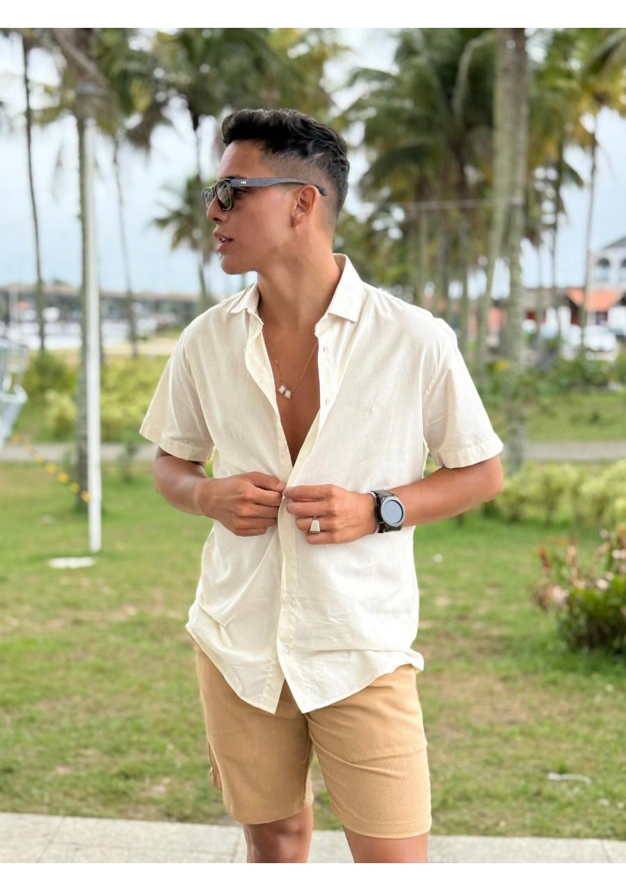Camisa Viscolinho REF:25110 - 106009 - NATURAL - MIX MODA