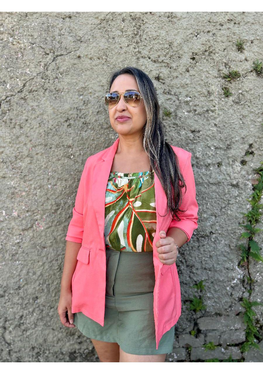 Blazer Twill 1 Botão REF:410573 - 106037 - CORAL - MIX MODA