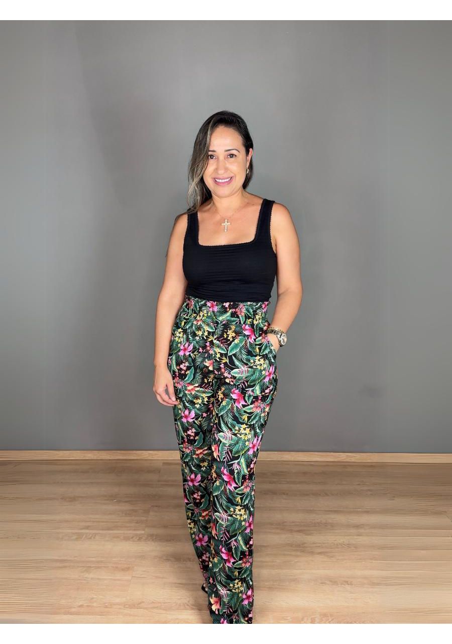 Calça Estampada Com Elástico Pantalona Viscose REF... - MIX MODA