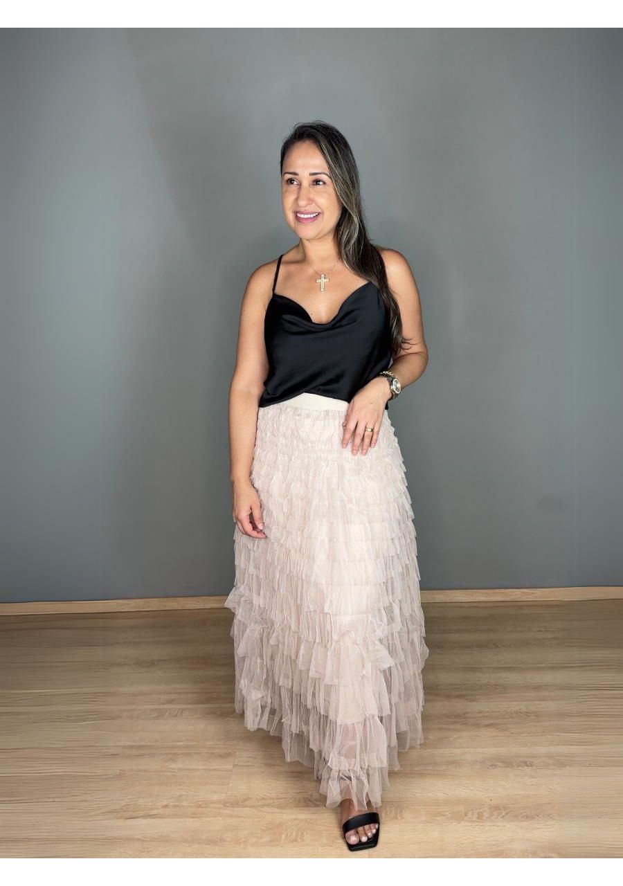 Cropped Cetim Gola Boba REF:411542 - 106045 - PRET - MIX MODA