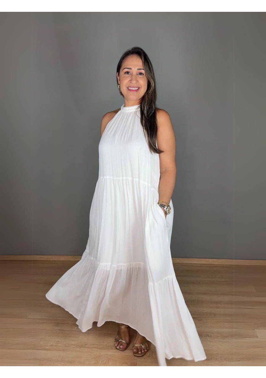 Vestido Longo Com Bolso REF:410968 - 106064 - BRAN... - MIX MODA