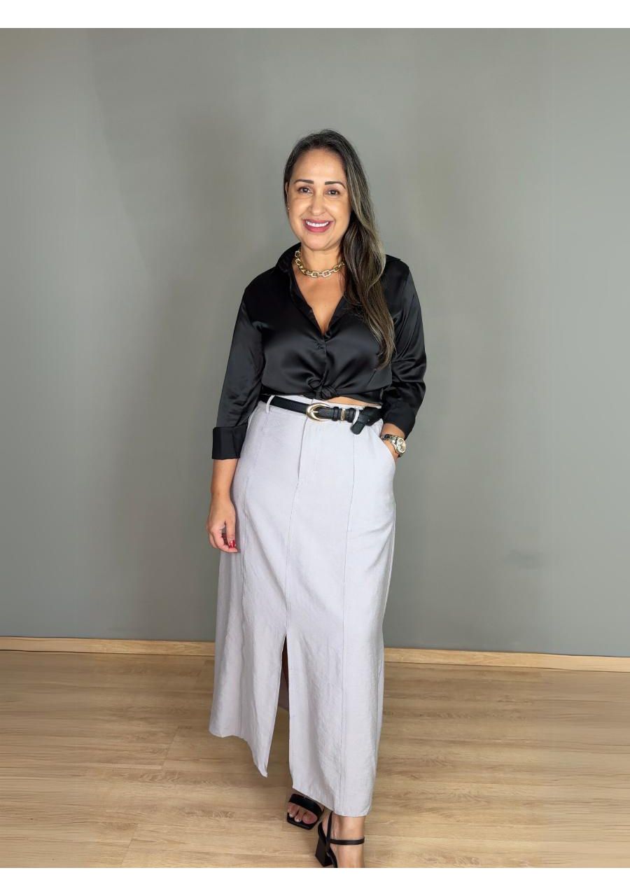 Saia Max Com Fenda REF:MF7302 - 106490 - CINZA - MIX MODA