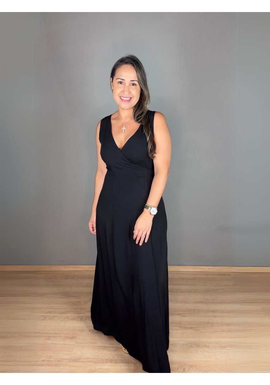 Vestido Longo Envelope REF:210716 - 106524 - PRETA - MIX MODA