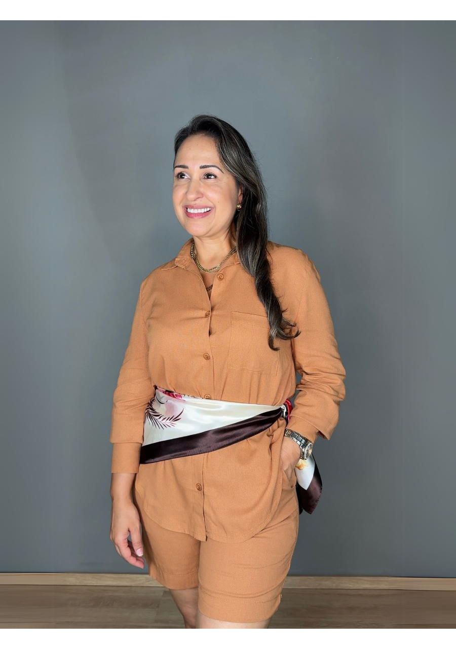 Conjunto Camisa Com Shorts Linho REF:YM002 - 10659... - MIX MODA