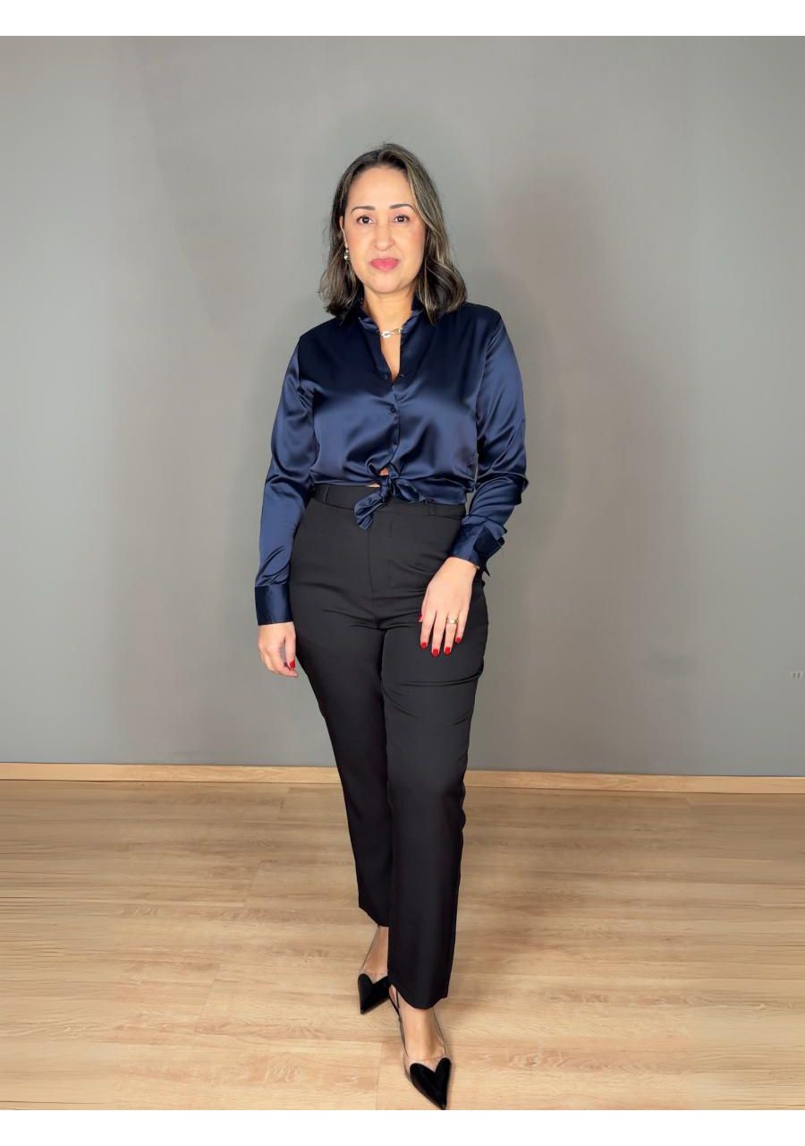 Camisa Cetim REF:411100 - 106635 - MARINHO - MIX MODA
