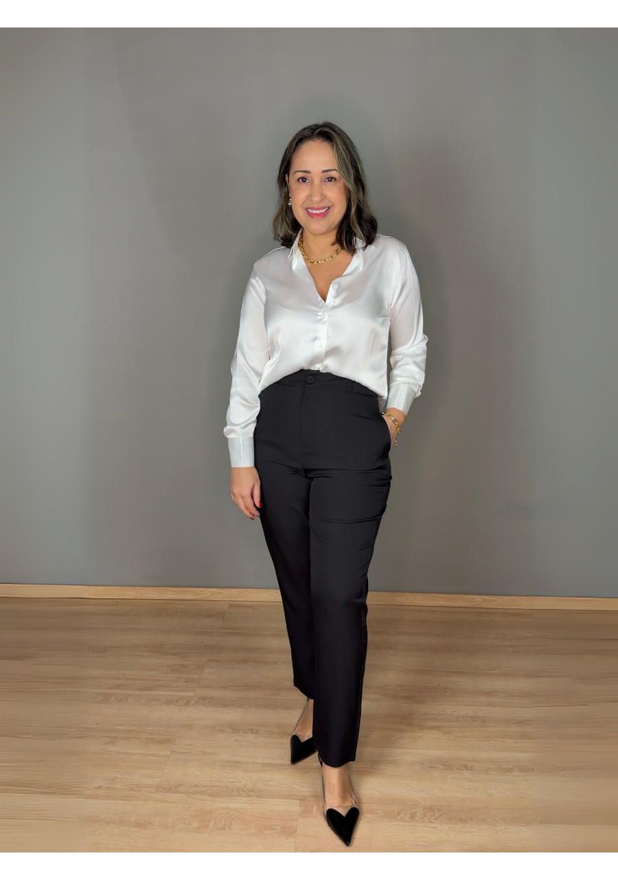 Camisa Cetim REF:411100 - 106635 - BRANCO - MIX MODA