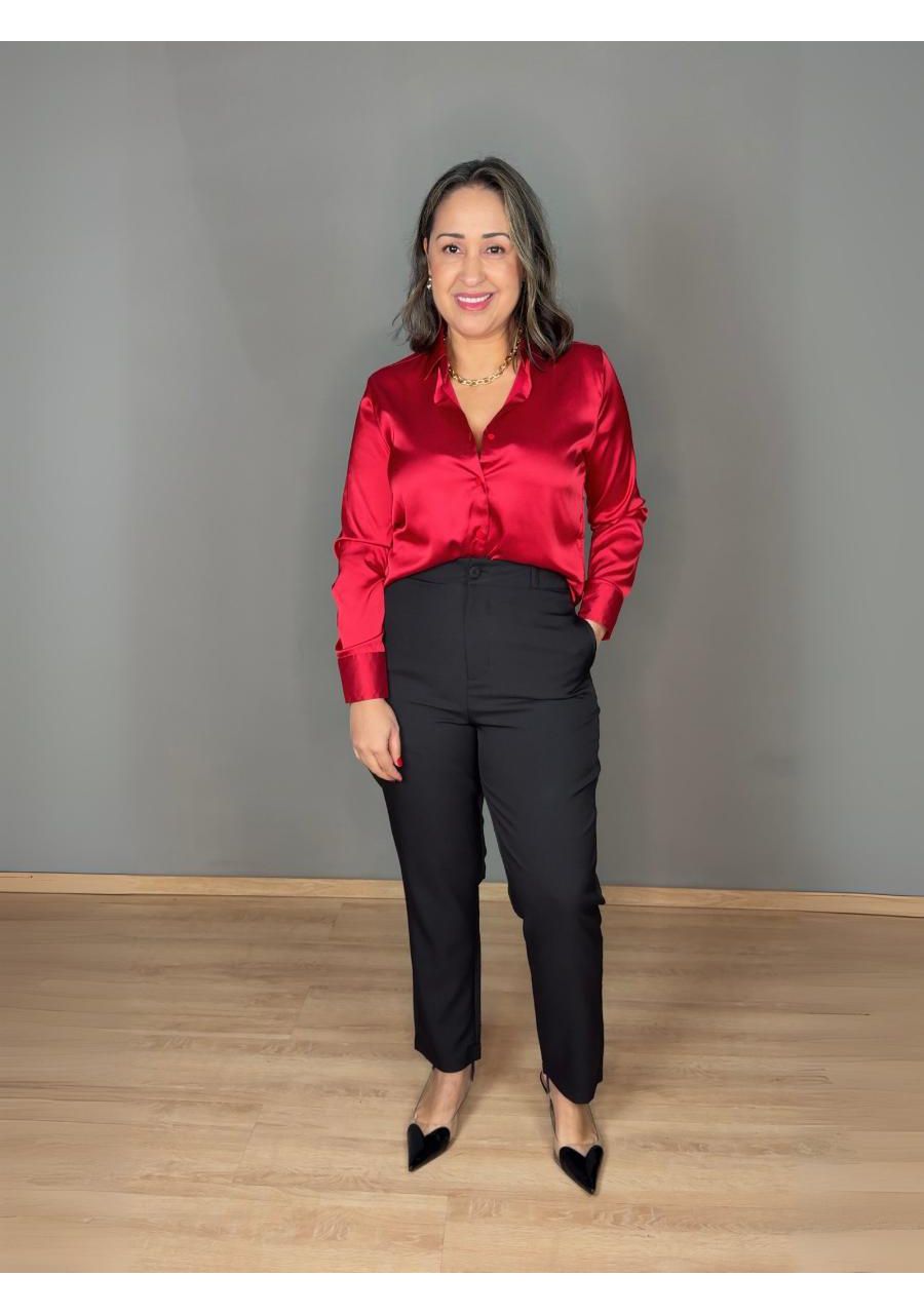Camisa Cetim REF:411100 - 106635 - VERMELHA - MIX MODA