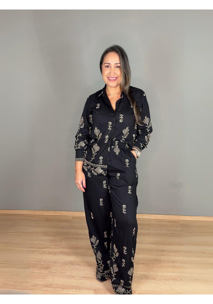 Conjunto Camisa com Calça Bordado REF:LF60649 - 10... - MIX MODA
