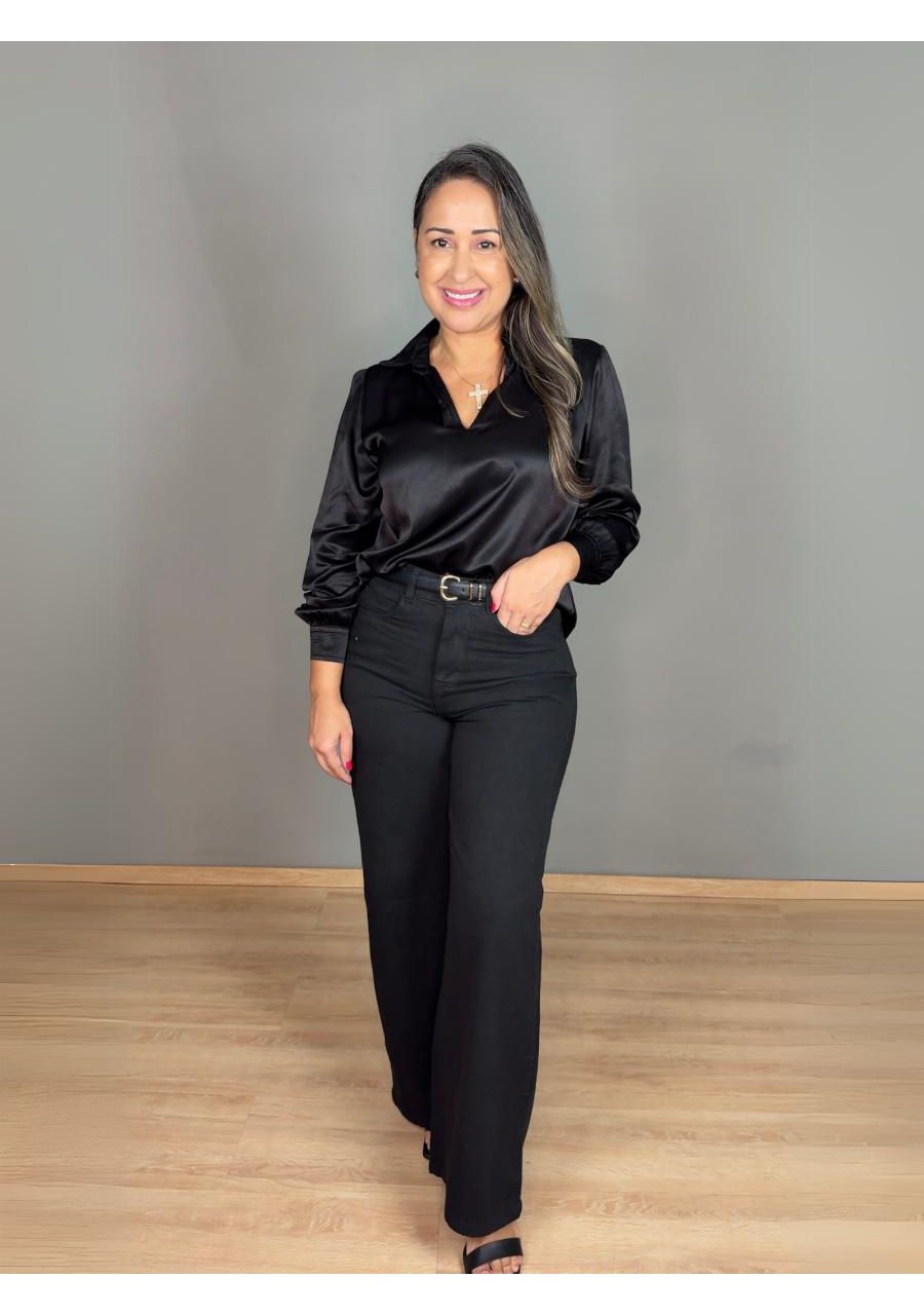 Blusa Cetim REF:410754 - 106714 - PRETA - MIX MODA