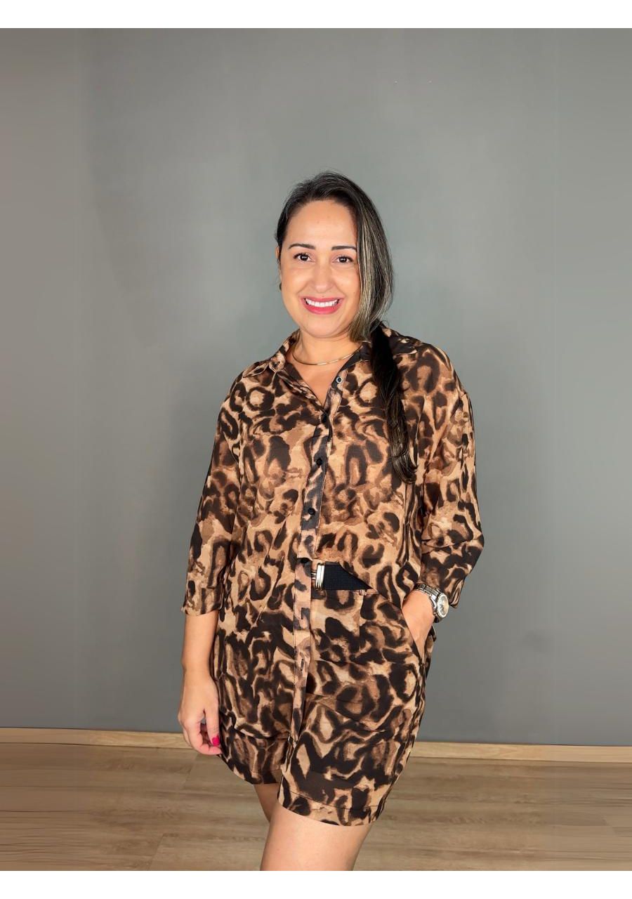 Conjunto Animal Print Com Short Chiffon REF:AL2692... - MIX MODA