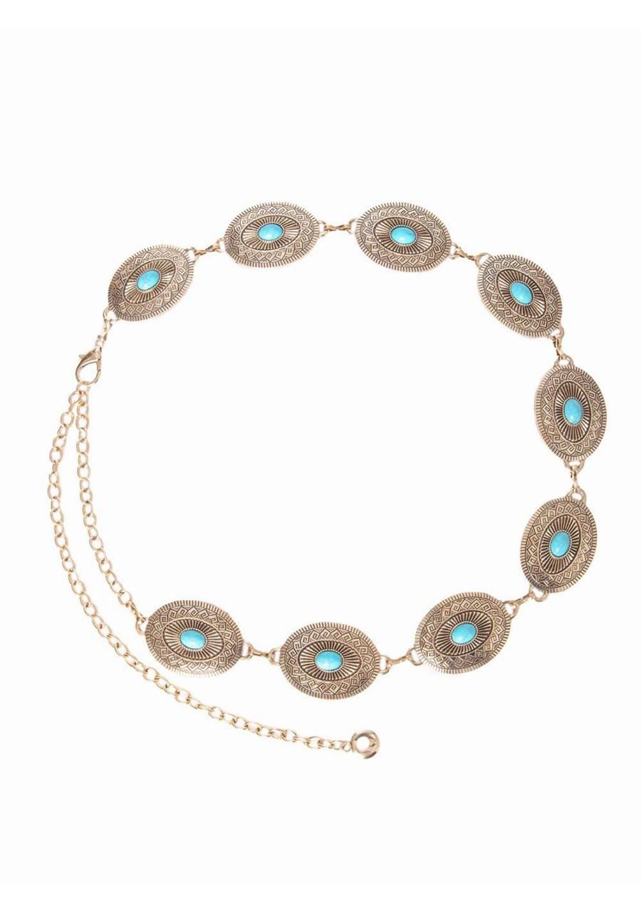 Cinto Corrente Oval com Pedra REF:SH42A51C - 10681... - MIX MODA