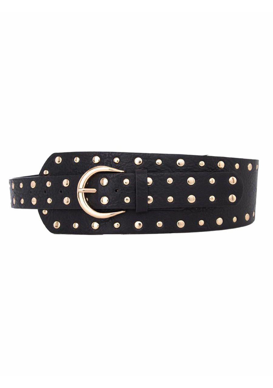 Cinto Faixa Com Tachas REF:OYGM1017 - 106816 - PRE... - MIX MODA