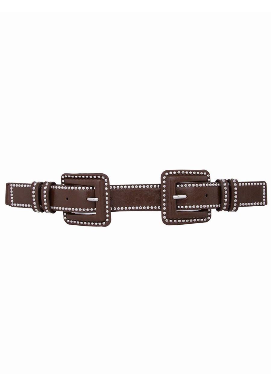 Cinto 2 Fivelas Quadradas Com Tachas REF:OYGN283 -... - MIX MODA