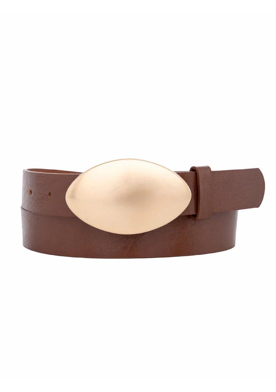 Cinto Fivela Oval Dourada Fosca REF:OYGN171 - 1068... - MIX MODA