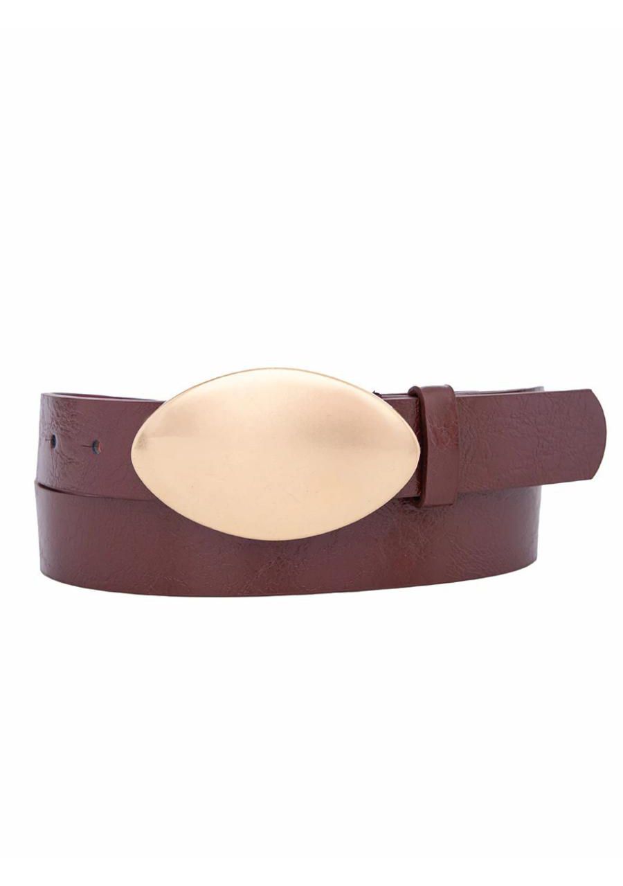 Cinto Fivela Oval Dourada Fosca REF:OYGN171 - 1068... - MIX MODA