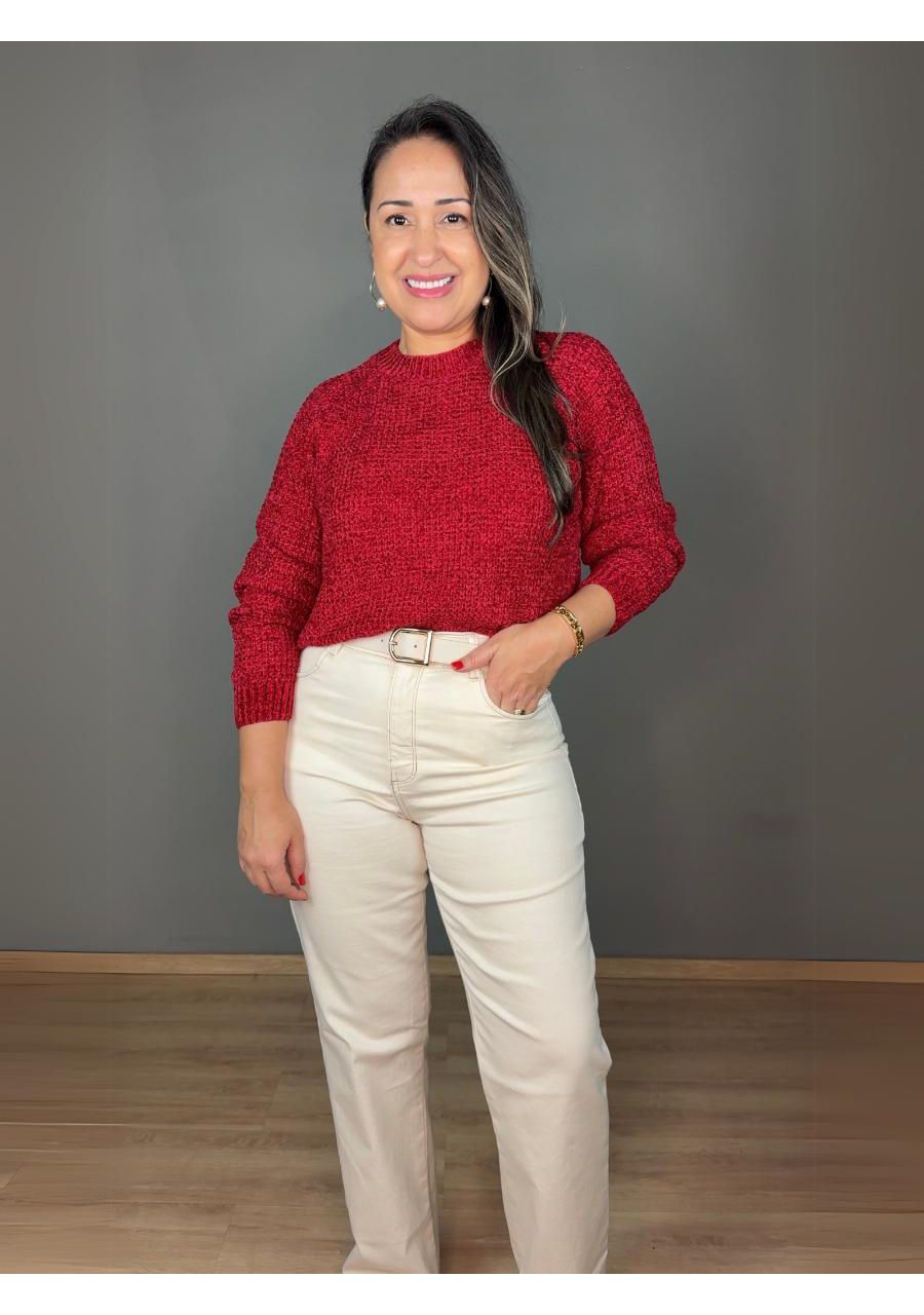 Blusa Mousse Tricô REF:HZ219 - 107115 - VERMELHA - MIX MODA