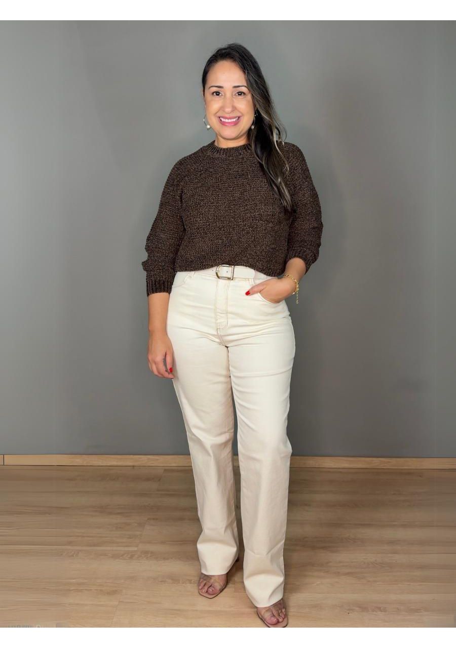Calça Reta Sarja REF:6677 - 107246 - NATURAL - MIX MODA