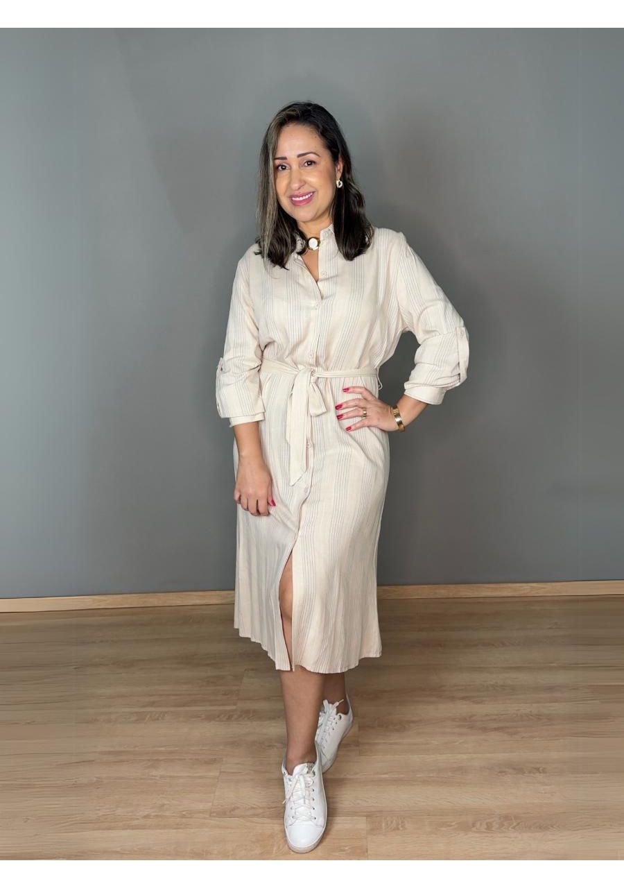 Chemise Midi Listrada Com Faixa REF:77273 - 107380... - MIX MODA