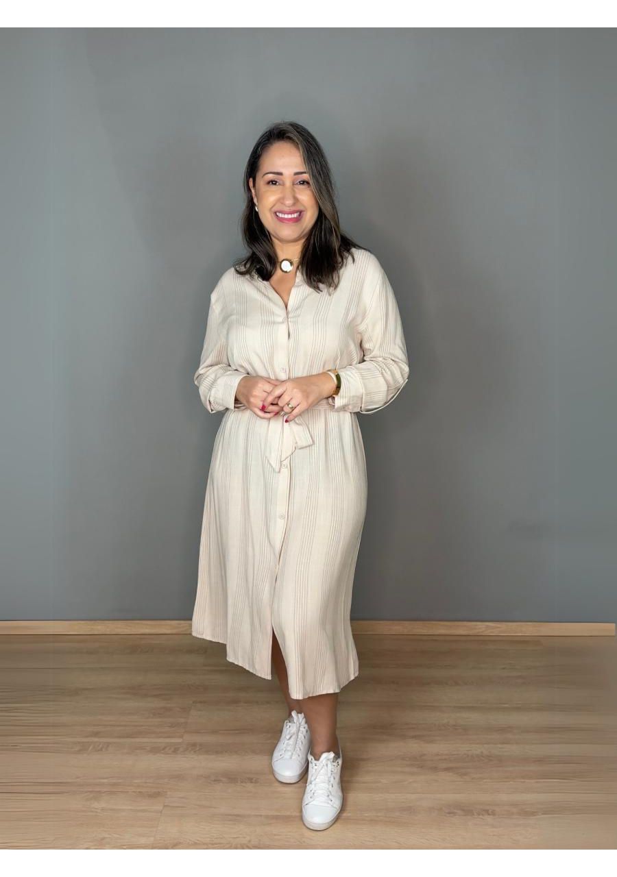 Chemise Midi Listrada Com Faixa REF:77273 - 107380... - MIX MODA