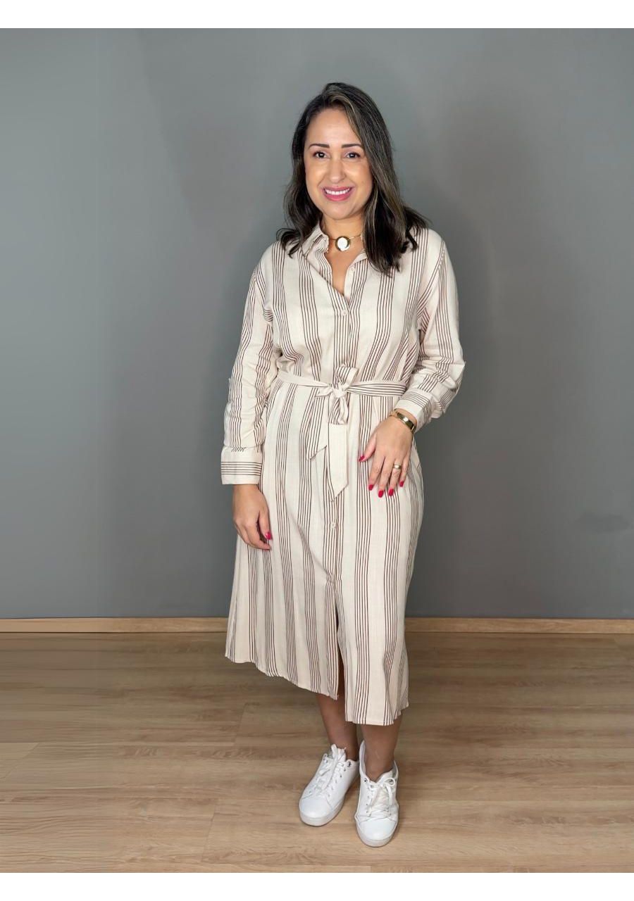Chemise Midi Listrada Com Faixa REF:77273 - 107380... - MIX MODA