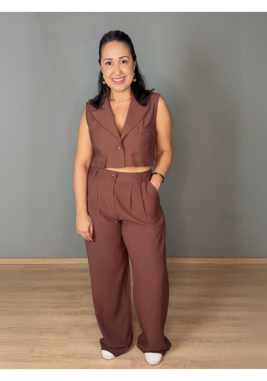 Conjunto Pantalona Com Colete REF:ZK1498 - 107399 ... - MIX MODA