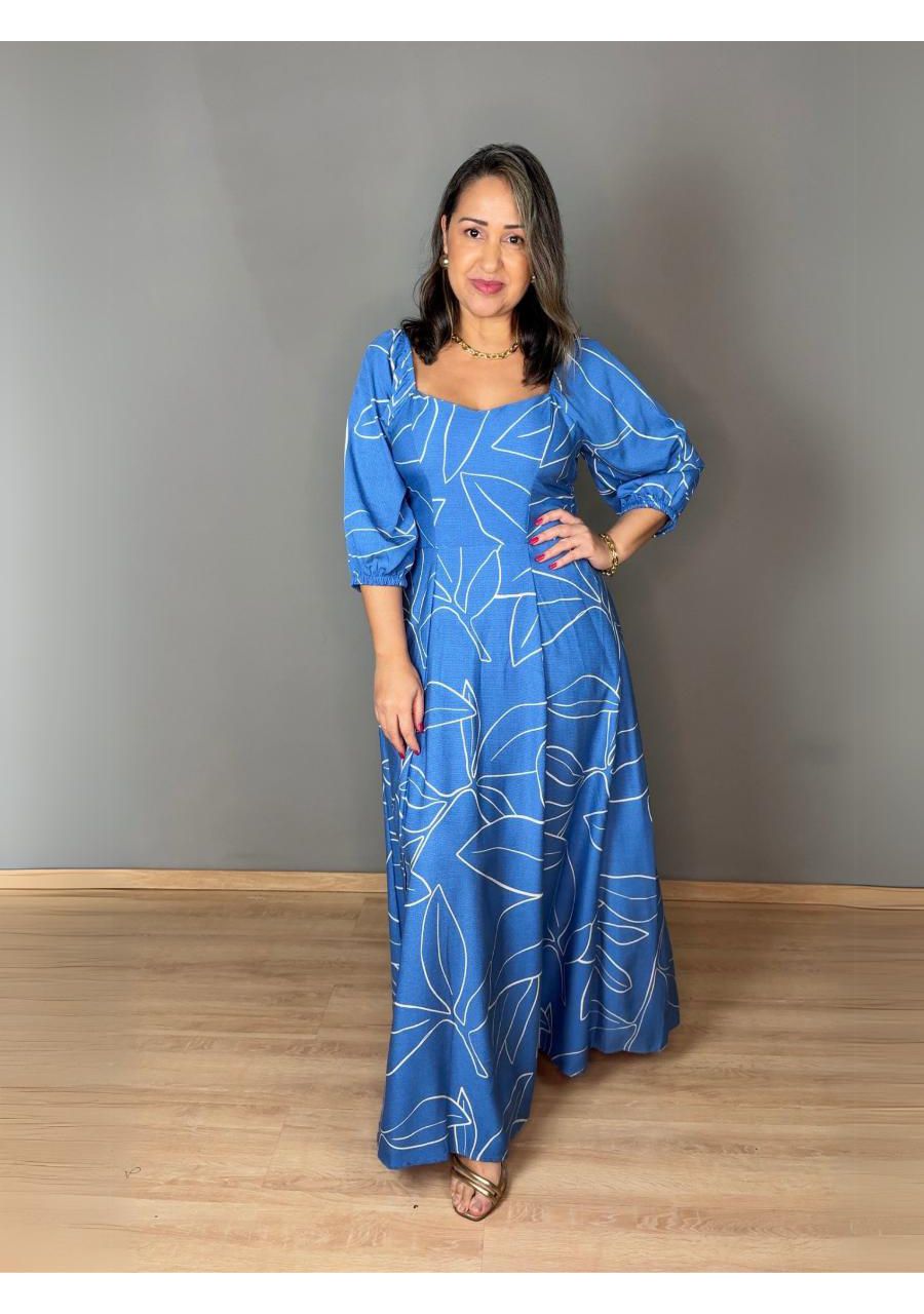 Vestido Estampado Longo Com Bojo Viscose REF:V0605... - MIX MODA