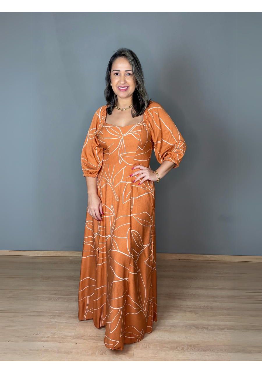 Vestido Estampado Longo Com Bojo Viscose REF:V0605... - MIX MODA