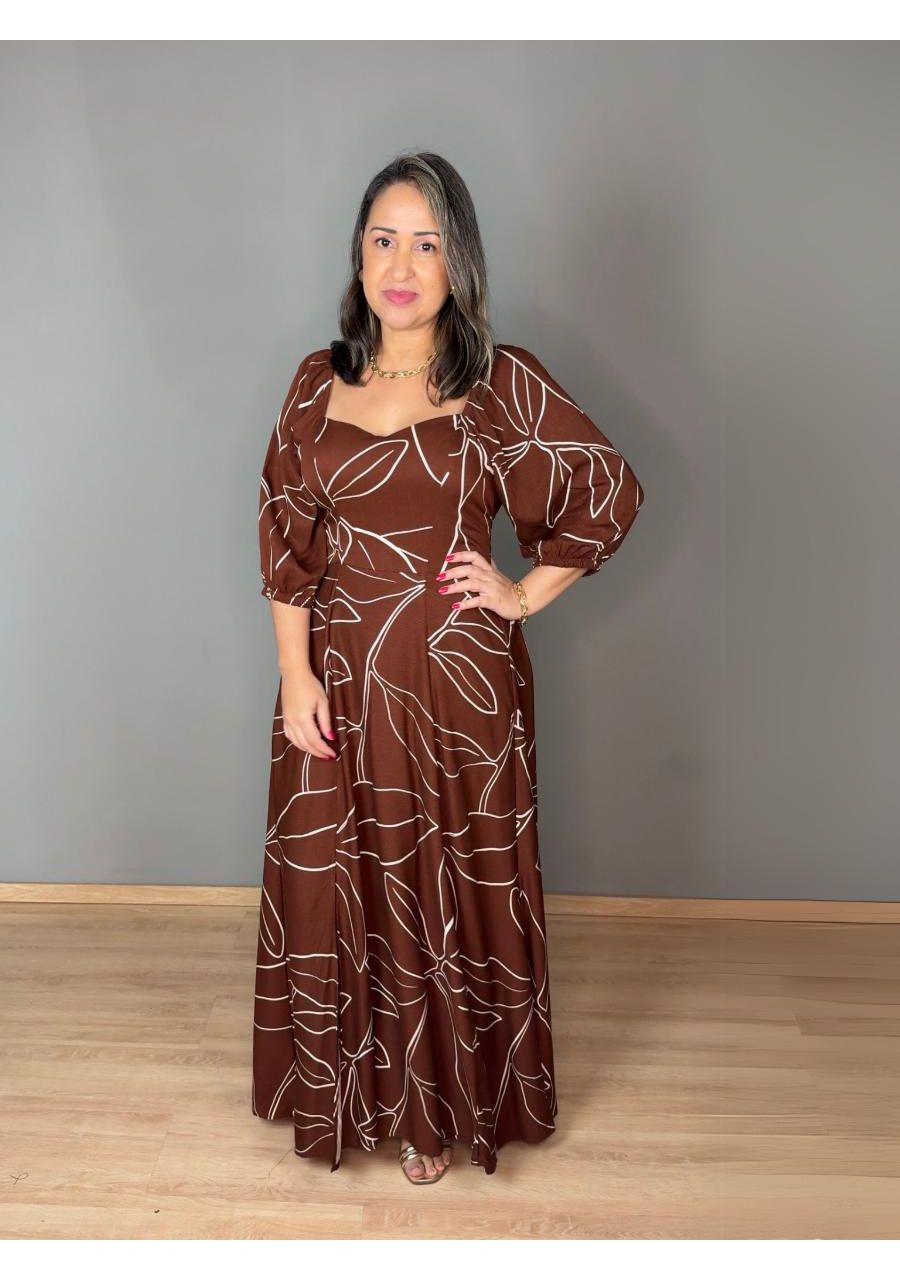 Vestido Estampado Longo Com Bojo Viscose REF:V0605... - MIX MODA