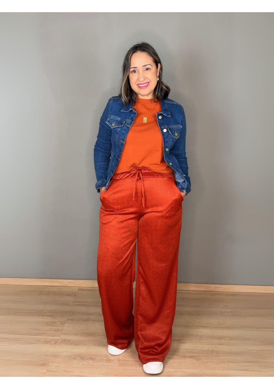 Calça Com Elástico Pantalona Com Bolso REF:C0200 -... - MIX MODA