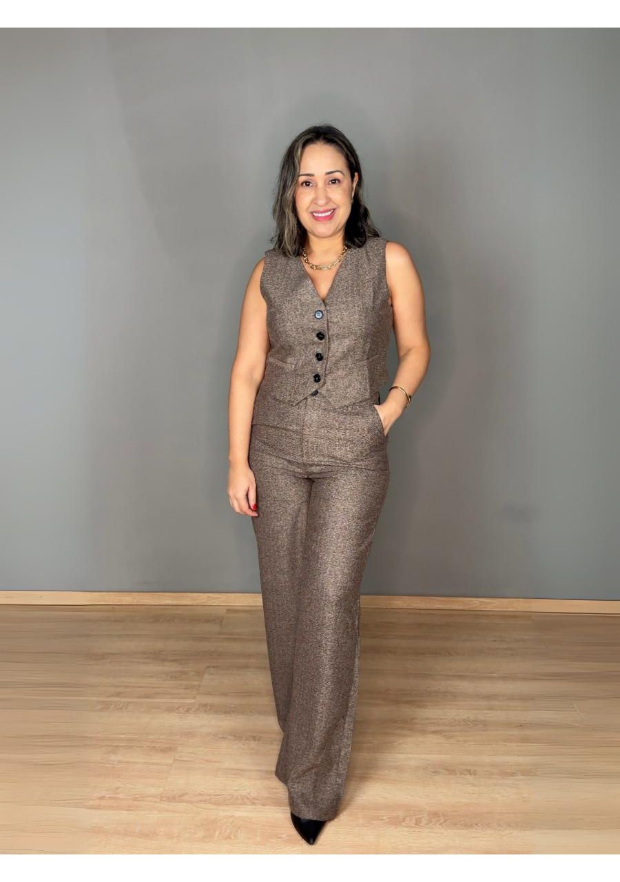 Conjunto Pantalona Com Colete REF:AM7113 - 107493 ... - MIX MODA