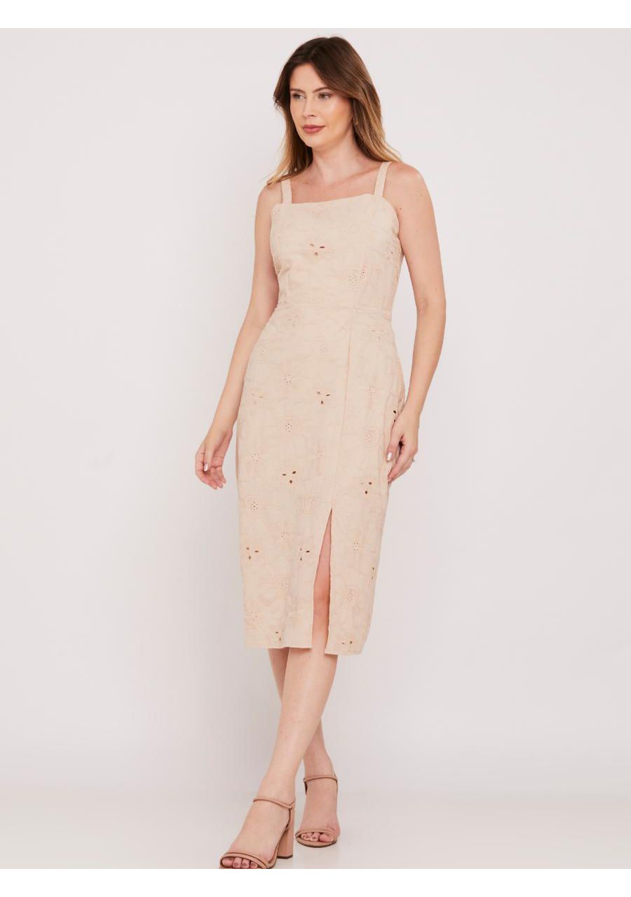 Vestido Alcinha Midi Lese Com Fenda REF:810135 - 1... - MIX MODA