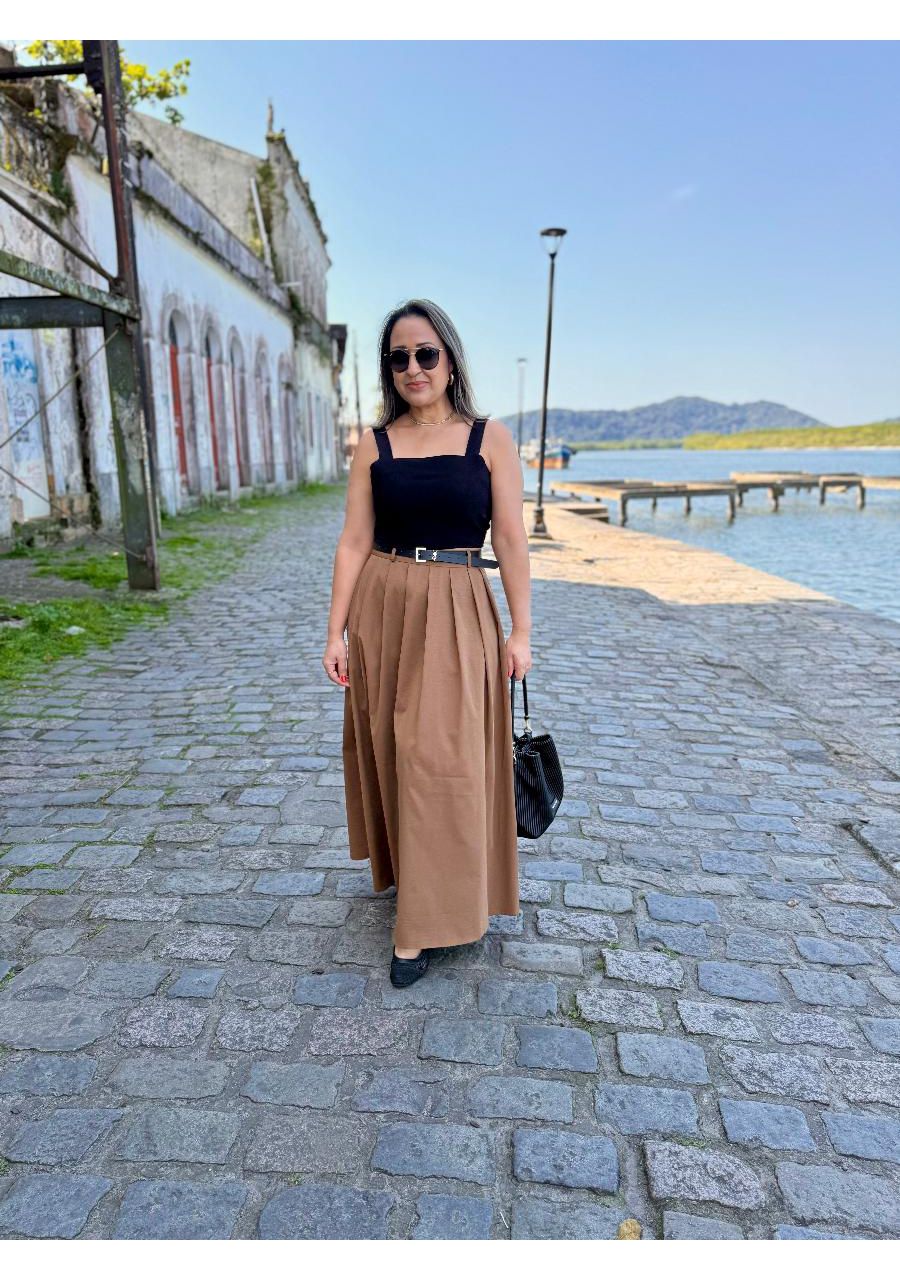 Saia Godê Longa Com Cinto REF:ME2872 - 107638 - CA... - MIX MODA