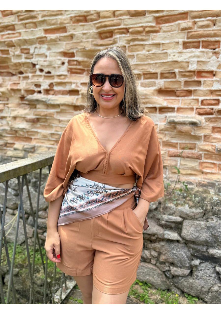 Conjunto Top Com Shorts Manga 3/4 REF:CJ0551 - 108... - MIX MODA