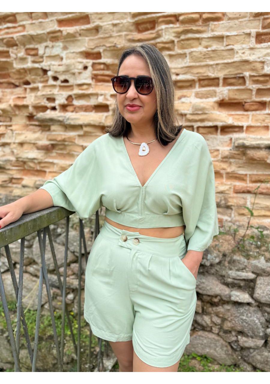 Conjunto Top Com Shorts Manga 3/4 REF:CJ0551 - 108... - MIX MODA