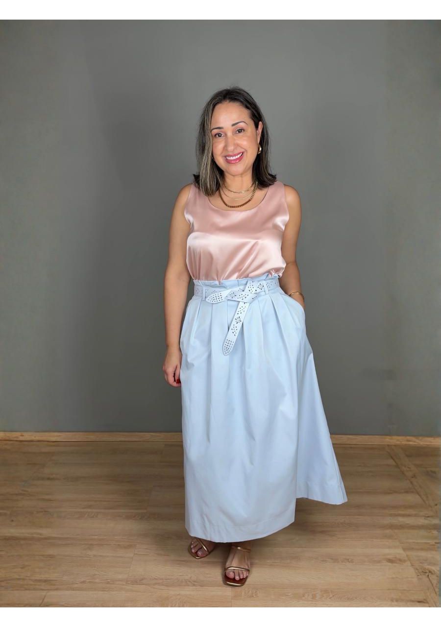 Saia Midi Godê Com Cinto e Pregas REF:FC2948 - 108... - MIX MODA