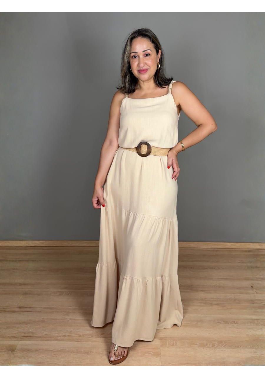 Vestido Alcinha Longo 3 Marias Linho REF:KD676 - 1... - MIX MODA