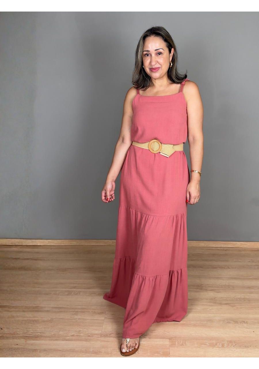 Vestido Alcinha Longo 3 Marias Linho REF:KD676 - 1... - MIX MODA