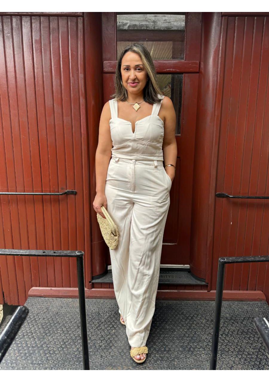 Conjunto Alcinha Pantalona Linho Com Detalhe REF:Y... - MIX MODA