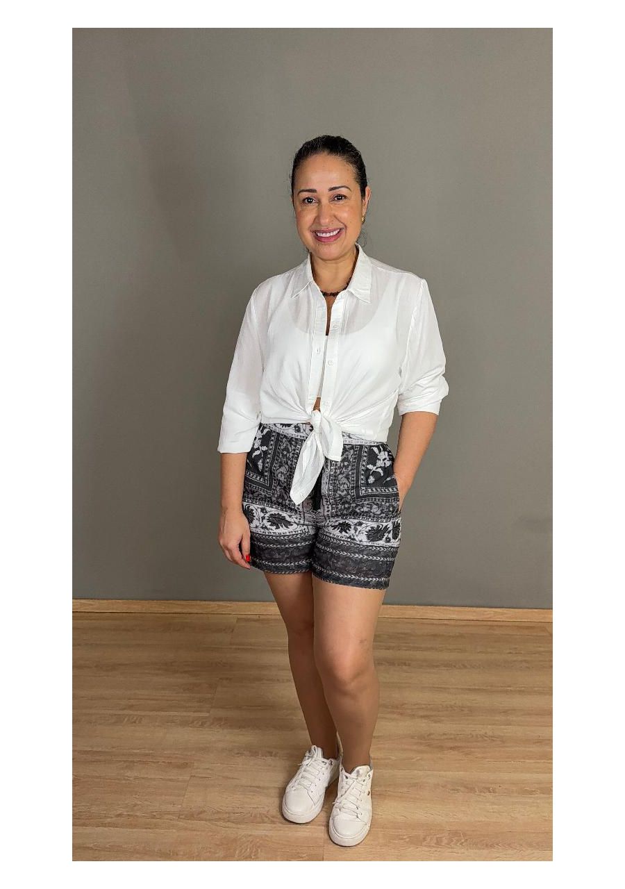 Shorts Com Elástico Curto Boho REF:F355 - 108169 -... - MIX MODA