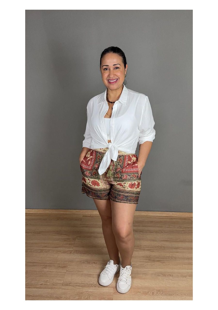 Shorts Com Elástico Curto Boho REF:F355 - 108169 -... - MIX MODA