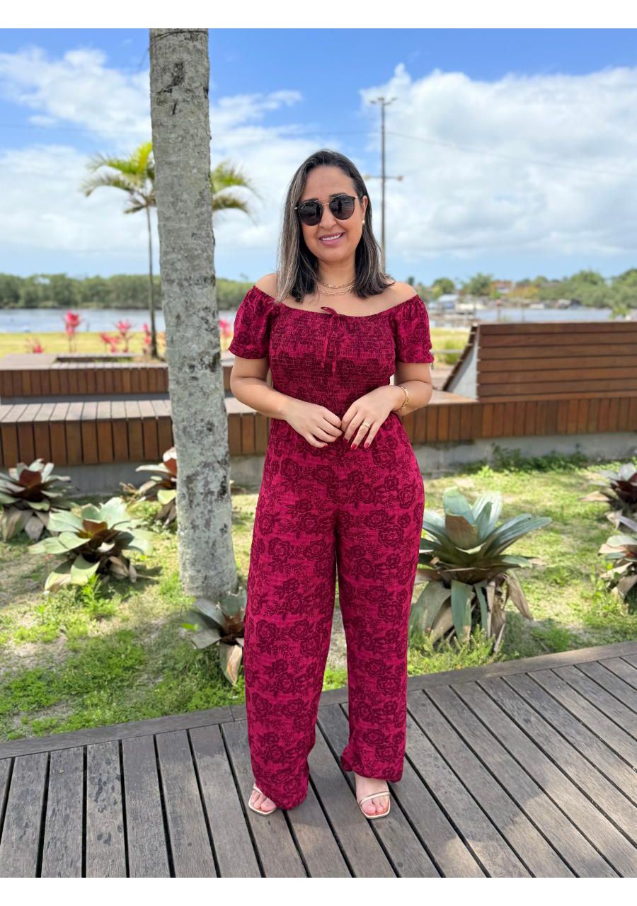 Macacão Estampado Ciganinha Com Elastec REF:810077... - MIX MODA