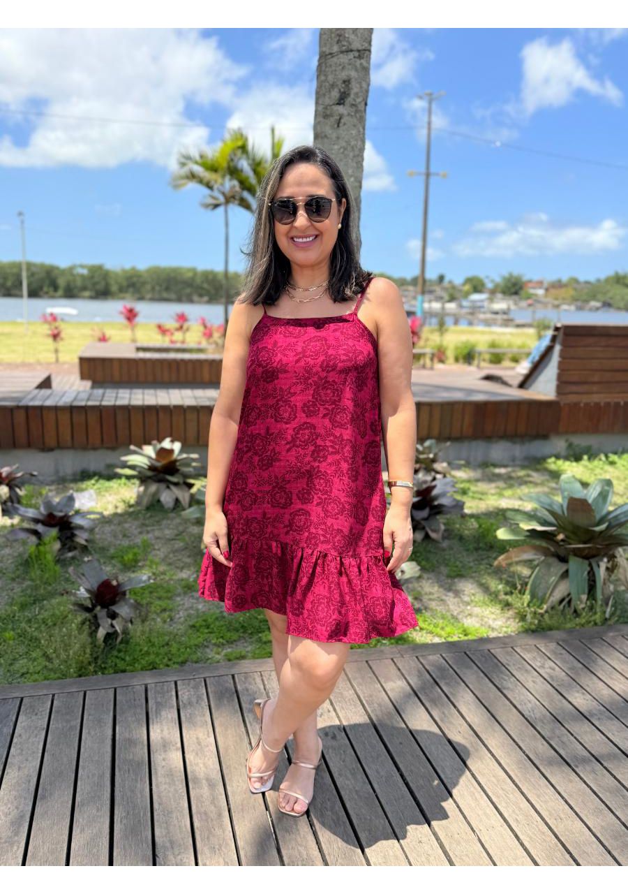 Vestido Estampado Alcinha Curto Com Babado REF:810... - MIX MODA