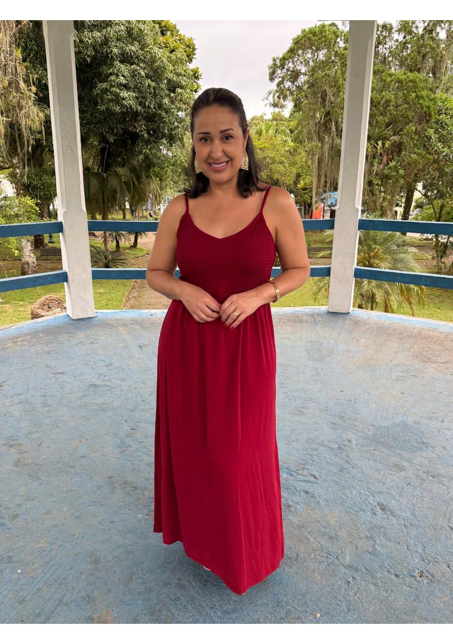 Vestido Alcinha Longo Com Elastec Viscose REF:4119... - MIX MODA