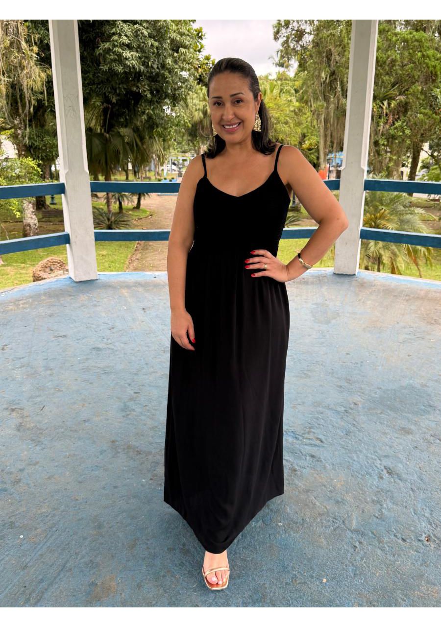 Vestido Alcinha Longo Com Elastec Viscose REF:2315... - MIX MODA